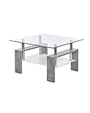 ts-ideen Design Wohnzimmer Couch Glastisch Glas Beistell-Tisch Edelstahl Holz Stein Beton Grau mit 8...