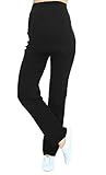 Schwangerschaftshose / Yogahose mit extra Bauch-Panel / Umstandsmode (XXL, Schwarz)