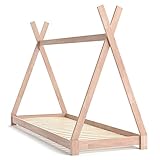 VitaliSpa Kinderbett Tipi Hausbett Indianer Bett Kinderhaus Massivholz Zelt Holz (Natur, 90 x 200...